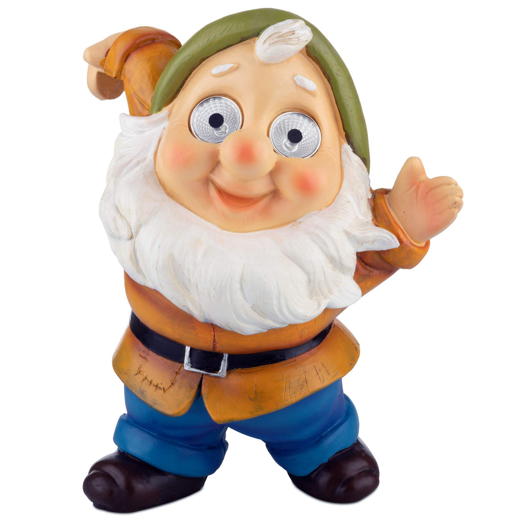 Blazin' Gnome Solar Yellow Garden Decor, Weather Resistant Patio Ornament with LED Eyes, Unique Gift for Housewarming or Holiday