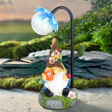 Load image into Gallery viewer, Sinhra Garden Gnomes Statue Decor, 9.4&#39;&#39; Resin Gnome Figurine with Colorful Gradent Solar LED Lights,Outdoor Decorations for Patio Yard Lawn Porch,Ornament(Blue)

