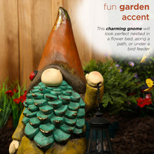Load image into Gallery viewer, Alpine Corporation MCC856SLR Solar Vintage Gnome Holding Lamp Garden Ornament Statuary wOrange Hat, Multi-Color
