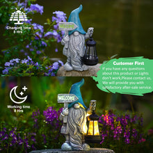 Load image into Gallery viewer, Yeomoo Solar Gnome with Lantern Garden Ornaments - Outdoor Welcome Decor for Balcony Yard Porch Lawn Resin Waterproof Accessories - Housewarming Gifts for Women Mum Wife

