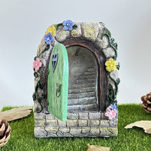 Load image into Gallery viewer, Jauhmui Fairy Garden Door - Glow in the Dark Miniature Tree Trunk, Retro &amp; Mystical Elf Door, Solar Lights Statues, Garden Trees Decoration
