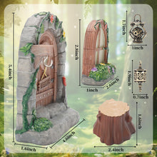 Load image into Gallery viewer, Exasinine 6 Pcs Fairy Door and Windows for Trees Glow in The Dark Fairy Doors Miniature Fairy Garden Accessories for Wall Tree Fairy Garden Outdoor Decor with Tree Stump, 2 Fairy Lanterns
