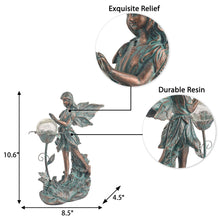 Load image into Gallery viewer, TERESA'S COLLECTIONS Garden Fairy Large Bronze Garden Sculptures &amp; Statues Resin with Solar Outdoor Light, Valentines Decorations Lawn Ornaments for Outdoor Decor, Gifts for Women Mom, 10.6"
