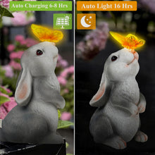 Load image into Gallery viewer, Loofu Solar Garden Rabbit Statue Outdoor Ornament, Butterfly on Rabbit- for Home Lawn Decor Garden Animal Figurine for Patio, Balcony, Yard, Lawn, Innovative Gift, 23cm*15cm*12cm
