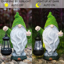 Load image into Gallery viewer, ANYUETE,Flocked Garden Outdoor Gnome Statues Decor with Solar Lights ,Large Funny Gnome Garden Figurines for Outside Patio Yard Lawn House Farmhouse Sculptures Decorations Gifts
