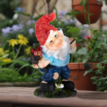 Load image into Gallery viewer, Relaxdays Garden Gnome with Basket, Weatherproof, Frost Resistant, 32 x 17 x 15 cm, Figurine, Polyresin, Multicoloured
