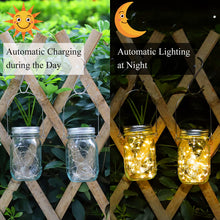 Load image into Gallery viewer, Solar Mason Jar Lights - 4 Pack 30led Solar Garden Lights Outdoor Solar Lanterns Solar Hanging Lights IP65 Waterproof Indoor/Outdoor Decorative Lights for Patio Wedding Yard Lawn Party (Warm White)
