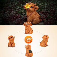 Load image into Gallery viewer, Highland Cow Solar Powered Outdoor Garden Statue, Resin Highland Cow Statue with Solar Light Lantern, Decorative Lawn, Yard Outdoor Highland Cow Decor. Unique home decorations, gifts for women
