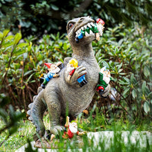 Load image into Gallery viewer, Dinosaur Food Gnomes Garden Statues, Garden Dinosaur Statue, Funny Gnomes Resin Statue Sculpture, Happy Garden Gnome Decoration Garden Sculpture, Outdoor Yard Art Decoration Lawn Decoration (L)
