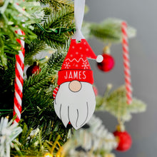 Load image into Gallery viewer, Fuzzy Cactus Personalised Christmas Acrylic Gonk Gnome Elf Bauble - Choose from four colours - Add any name! (Red, Decoration Only)
