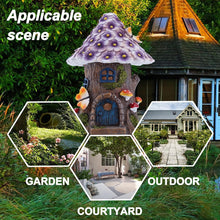 Load image into Gallery viewer, Solar garden decoration for outdoors, fairy mushroom house for outdoor use, made of synthetic resin, IP44 waterproof, 6-12 hours, fairy house garden decoration, with solar lamp, for patio lawn
