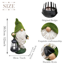 Load image into Gallery viewer, TERESA&#39;S COLLECTIONS Christmas Outdoor Statue for Home, Resin Gnome Decorations with Solar Outdoor Lights for Garden Decor,Green Garden Sculptures &amp; Statues for Front Patio Lawn, Gifts for Mom,12&quot;
