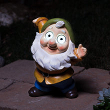Load image into Gallery viewer, Blazin&#39; Gnome Solar Yellow Garden Decor, Weather Resistant Patio Ornament with LED Eyes, Unique Gift for Housewarming or Holiday
