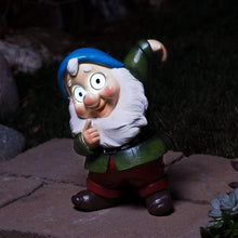 Load image into Gallery viewer, Blazin&#39; Outdoor Garden Decorations Gnome | Solar Patio Decorations - Yard Ornaments | Solar Elf Figurine for Terrace, Balcony, Deck | Weather Resistant | Patio Gift | Auto On/Off - (Green)
