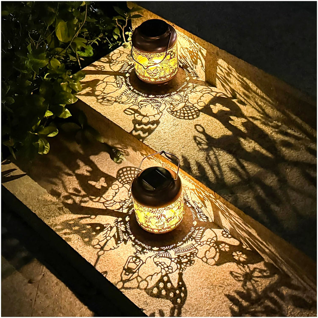 TIGGSY 2 Pack Gnomes Solar Lanterns Outdoor Waterproof,Hanging Solar Lights Gnome Gifts for Women Metal LED Decorative Light for Yard,Patio,Lawn,Tabletop,Pathway,Landscape,Garden Gnomes Decor