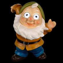 Load image into Gallery viewer, Blazin&#39; Gnome Solar Yellow Garden Decor, Weather Resistant Patio Ornament with LED Eyes, Unique Gift for Housewarming or Holiday
