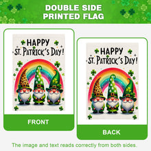 Load image into Gallery viewer, OPULANE Happy St Patricks Day House Flag 28x40 Inch Double Sided Lucky Clovers Shamrocks Gnomes Rainbow Outside Large Flag for Yard Outdoor Holiday Decoration
