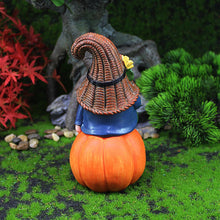 Load image into Gallery viewer, Fall Gnomes Decorations for Home,5.9 Inches Resin Garden Gnomes Sitting on A Pumpkin | Tiny Dwarf Statue Fall Figurine for Home Halloween Thanksgiving Decorations
