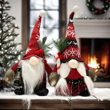 Load image into Gallery viewer, eBoutik - Set of 2 Christmas Gonk Plush Ornaments Decor, Cute Traditional Mr &amp; Mrs Santa Claus Handmade Gnome, Tomte Swedish Elf Xmas Home Decorations
