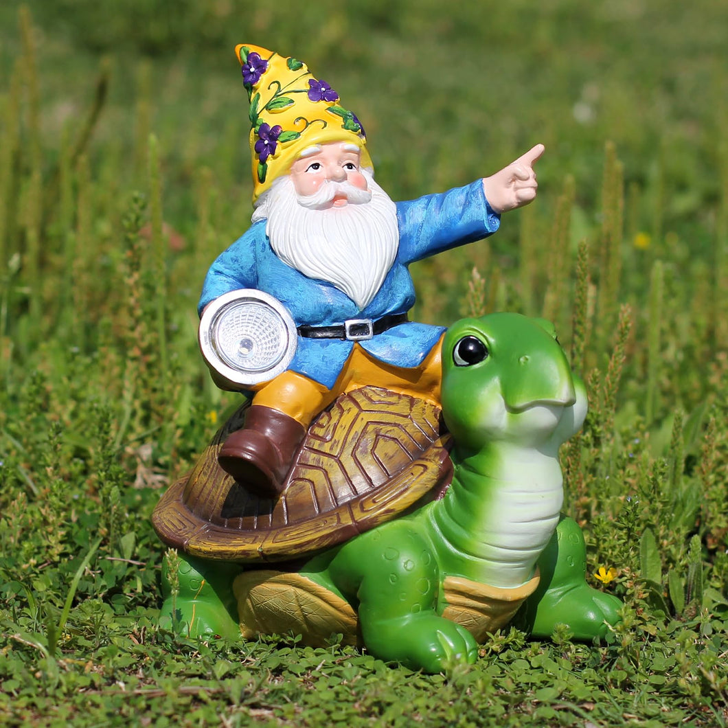 NITOWOLF Garden Gnomes Outdoor with Solar LED Light, Outdoor Decor, Yard Art Decorations for Garden Patio Lawn, Gifts for Women, Gnome and Turtle