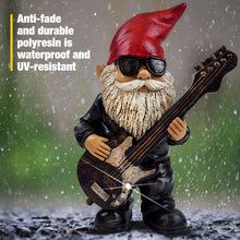 Load image into Gallery viewer, Better Office Products Garden Gnome Statue, 8&quot; Height, Handcrafted Waterproof, UV-Resistant Polyresin Lawn Patio Porch Ornament Decoration (Rock Star with Solar Light)
