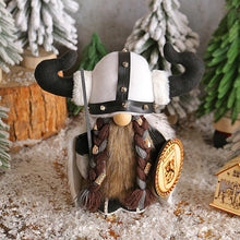 Load image into Gallery viewer, Gnome Doll, Plush Doll, Vikings Theme Dwarf Style Vintage Uniques Faux Furs Gladiator Statue Handmade Artwork Soft Material, Gnome Decor for Garden Ornaments
