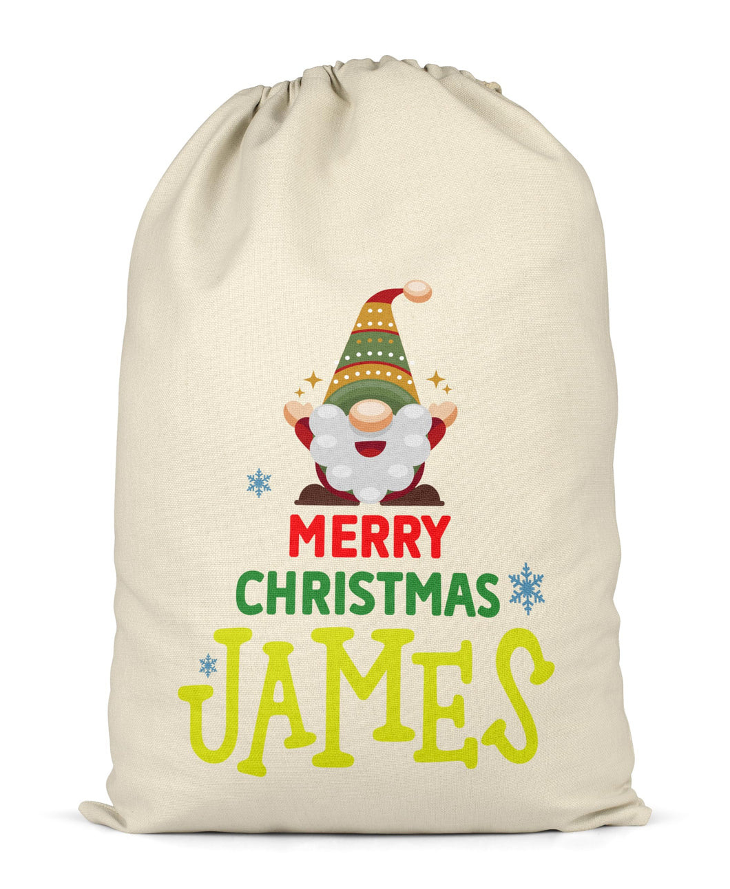 Shopagift Personalised Christmas Sack Happy Gonk Gnome Xmas Gift Bag for Presents X-Large 70cm x 50cm