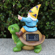 Load image into Gallery viewer, Qyljeiwred Solar Turtles for Outdoors | Solar Turtle Figurine Light with Gnome - Waterproof Tortoise Sculpture for Outdoor Courtyard Poolside Patio Garden Decoration
