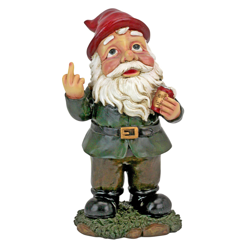Design Toscano QL1530771 Foul Finger Tipsy Tim Gnome, Full Color Realistic