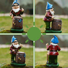 Load image into Gallery viewer, Garden Gnomes Drum Playing Funny Garden Gnomes Luminous Vivid Resin Gnome Gifts Cute Vibrant 9.25in Gnome Decor for Yard Garden Outdoor Garden Ornament
