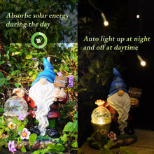 Load image into Gallery viewer, DiliComing Solar Garden Gnomes Outdoor Statues - Cute Gnome Statue with Welcome for Yard Patio Porch Lawn, Resin Gnome Figurine with Solar Light for Thanksgiving and Christmas
