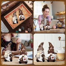 Load image into Gallery viewer, Hollowfly 2 Set Ready to Paint Your Own Gnome Statue, 4&quot; Mini Paintable Ceramics Blank Gnome Figurine Craft DIY Art with Brush Palette Paint for Adult Mother Employee Appreciation Gift (Coffee Style)
