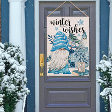 Load image into Gallery viewer, Covido Home Decorative Winter Wishes Gnome House Flag, Garden Yard Owl Snowman Coffee Book Stars Pine Trees Outside Blue Decoration, Christmas Holiday Outdoor Large Burlap Decor Double Sided 28 x 40
