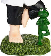 Load image into Gallery viewer, BRUBAKER Garden Yoga Gnome Tree - Gnome with Frog - Garden Sport Figure Vrksasana - Weatherproof Zen Decoration for Garden and Camping - Funny White Outdoor Decoration - 9.5 inches
