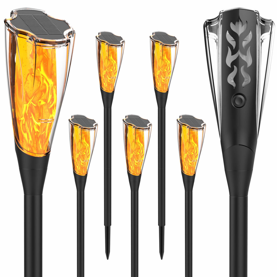 Ultrazar Solar Lights Outdoor Garden, 6 Pack Tall Solar Flickering Dancing Flame Lights, IP65 Waterproof Solar Torch Lights Landscape Lighting Auto On/Off for Garden Patio Yard Pathway Lawn