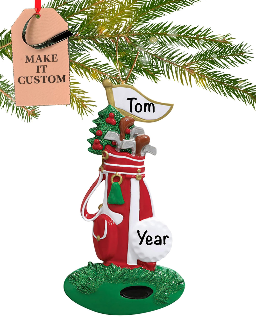Personalised Golf Ornament 2025 – Fast & Free 24h Customisation – Sport Christmas Ornaments for Tree – Custom Gift Wrapped Bag Keepsake for Golfers