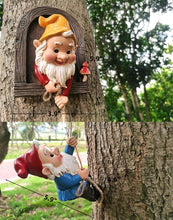 Load image into Gallery viewer, coolboy Outdoor Garden Gnome Statue,Climbing Elves Garden Sculpture,Gnome Tree Hugger Figurines Decor,Fairy Hanging Decor Miniature Figurines Garden Gnome Landscape Figurine for Lawn Balcony Patio
