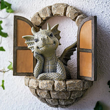 Load image into Gallery viewer, Hxeilzge Courtyard Dragon Sculpture Wall Decoration,Lovely Resin Garden Dragon Statue,Little Dragon Meditating in Front of The Window Art Figurines Decor Ornaments for Patio Yard (Multi)
