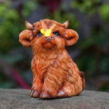 Load image into Gallery viewer, Highland Cow Solar Powered Outdoor Garden Statue, Resin Highland Cow Statue with Solar Light Lantern, Decorative Lawn, Yard Outdoor Highland Cow Decor. Unique home decorations, gifts for women
