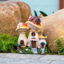 Load image into Gallery viewer, Candieslife Solar Garden Statue Lights Mushroom Fairy House Figurine, Outdoor Memorial Garden Ornaments Gift Waterproof Decoration for Outside Patio Yard Lawn Decor
