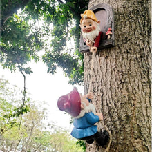 Load image into Gallery viewer, coolboy Outdoor Garden Gnome Statue,Climbing Elves Garden Sculpture,Gnome Tree Hugger Figurines Decor,Fairy Hanging Decor Miniature Figurines Garden Gnome Landscape Figurine for Lawn Balcony Patio
