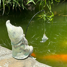 Load image into Gallery viewer, GARDEN WHISPER Gnome Statue Outdoor Garden Pond Koi Decoration, Fishing Gnome Sculpture Garden Koi Pond or Waterfall Decor, 9.7&quot; Dwarf Fishing Poolside Statue, Great Gifts for Mom (Cartoon Style)
