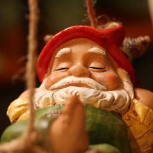 Load image into Gallery viewer, TERESA&#39;S COLLECTIONS Cute Garden Gnomes Decorations for Yard Hanging Statues Outdoor Gifts, Sleepy Gnome in Swing Leaf Hammock Resin Tree Ornaments Figurines for Stump Branch Lawn Patio Decor, 7.4&quot;
