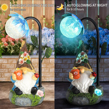 Load image into Gallery viewer, Sinhra Garden Gnomes Statue Decor, 9.4&#39;&#39; Resin Gnome Figurine with Colorful Gradent Solar LED Lights,Outdoor Decorations for Patio Yard Lawn Porch,Ornament(Blue)
