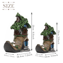 Load image into Gallery viewer, TERESA'S COLLECTIONS Boot Fairy House Garden Statues with Solar Outdoor Light, Resin Fairy Garden Accessories Outdoor Christmas Decorations Lawn Ornaments Yard Decor Thanksgiving Gifts for Mom, 8.5"
