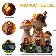 Load image into Gallery viewer, Candieslife Solar Garden Statue Lights Mushroom Fairy House Figurine, Outdoor Memorial Garden Ornaments Gift Waterproof Decoration for Outside Patio Yard Lawn Decor
