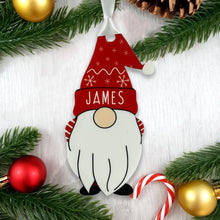 Load image into Gallery viewer, Fuzzy Cactus Personalised Christmas Acrylic Gonk Gnome Elf Bauble - Choose from four colours - Add any name! (Red, Decoration Only)
