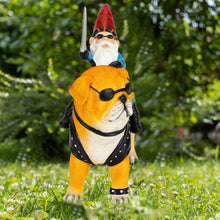 Load image into Gallery viewer, JHWKJS Garden Gnome Statue Holding Sword Outdoor, Funny Garden Gnome Riding Dog Statue Decoration Lawn Figurines for Home Patio Yard Garden Decor Indoor Outdoor, Housewarming Garden Gift
