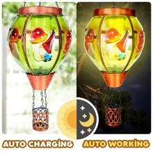 Load image into Gallery viewer, Solar Hot Air Balloon Lantern with Flame， Mushroom Gnome Glass Solar Hanging Lanterns Outdoor for Outside Garden Patio Tree Porch Yard, Mushroom Gifts for Women Grandma Mom - Mushroom
