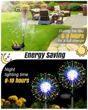 Load image into Gallery viewer, KALAHOL Solar Firework Lights 180 LED 2 Pack, 8 Modes Solar Lights Outdoor Garden, IP65 Waterproof, Solar Light for Pathway Flowerbed Party Ornaments (Multiple Colours)
